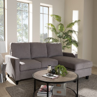 Baxton Studio R9002-Light Grey-Rev-SF Greyson Modern And Contemporary Light Grey Fabric Upholstered Reversible Sectional Sofa